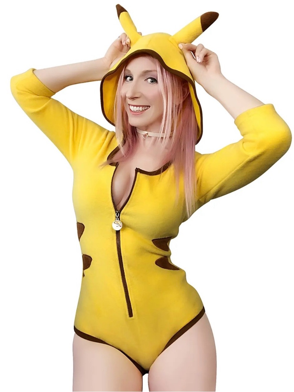Little for Big  Pikachu fleece onesie costume Womens Small Pokémon